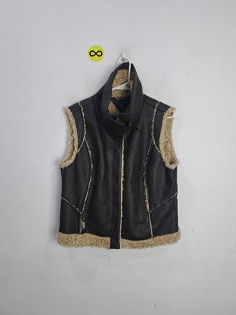 Tommy Hilfiger Fur Trimmed Leather Vest