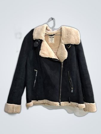 Garage Faux Leather Jacket with Shearling Collar
