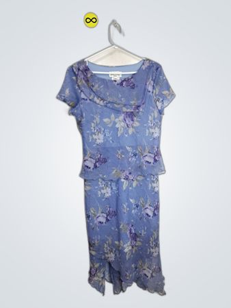 Miss Dorby Light Blue Floral Chiffon Two-Piece Set