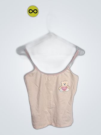 Pink Striped Tank Top with Bear Design