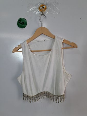 White Fringed Tank Top