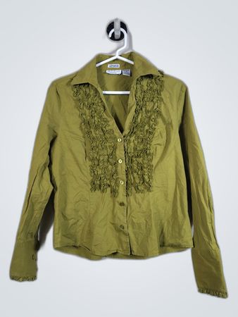 Olive Green Ruffled Blouse