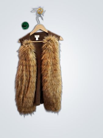 Chico's Fur Trim Knit Vest