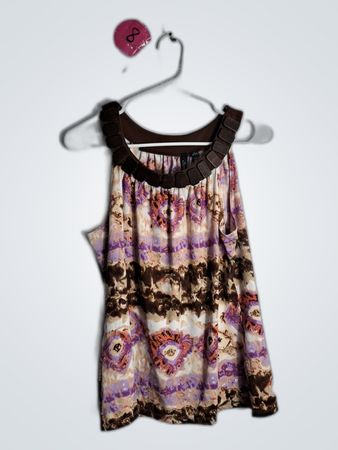 Blouse with Brown and Purple Pattern