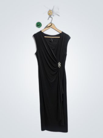 Enfocus Petite Black Wrap Maxi Dress