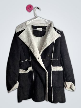 Black and White Shearling Coat