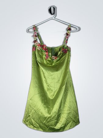 Green Floral Embroidered Dress