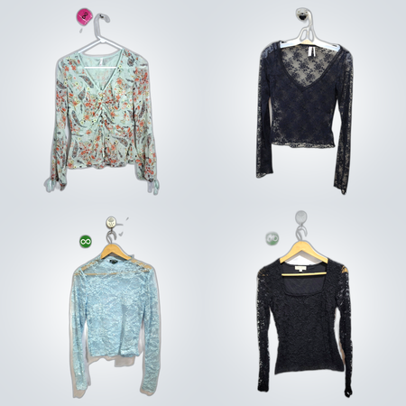 Haut en dentelle à manches longues Y2K