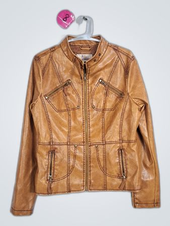 Brown Faux Leather Moto Jacket