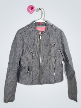 Gray Faux Leather Jacket