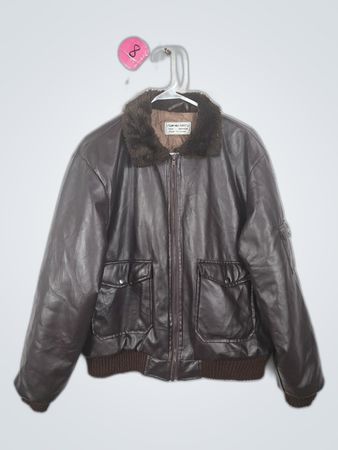Leather Bomber Jacket with Fur Collar