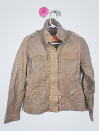 Elzebin Tan Leather Jacket