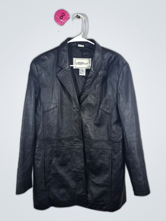 Modern Essentials Black Faux Leather Blazer Jacket