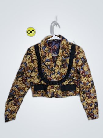Unbranded Cropped Teddy Bear Print Blazer