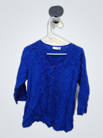 Kim Rogers Blue Embroidered Top