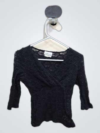 BCBG Black Lace Sheer Blouse