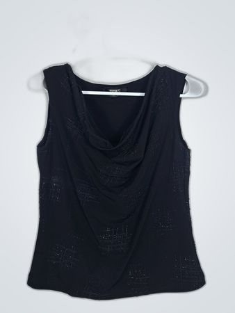 Lori M Collection Black Sequined Sleeveless Blouse
