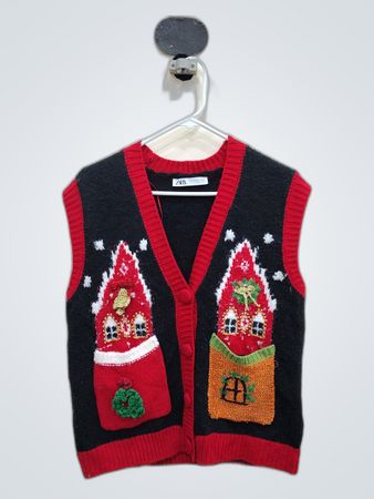Zara Christmas Knit Cardigan Vest