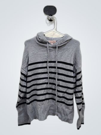 Gray Striped Hoodie