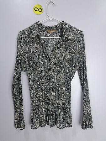 Notations Printed Long Sleeve Blouse