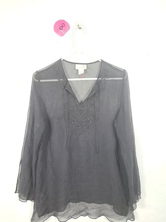 Calvin Klein Sheer Embroidered Blouse
