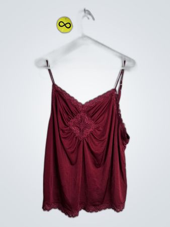 Unbranded Lace Trim Camisole Top in Burgundy