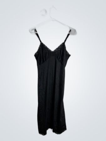 Black Lace Trim Slip Dress