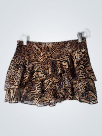 Leopard Print Ruffle Mini Skirt