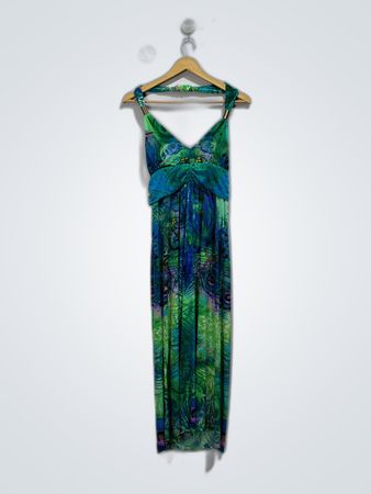 Cristina Love Teal Abstract Print Maxi Dress