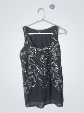 Express Black Sequined Sleeveless Top