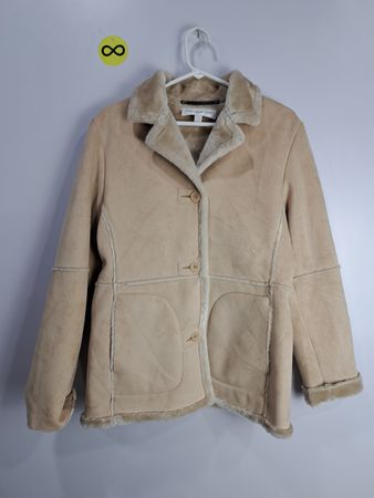 Jones New York Beige Shearling Coat