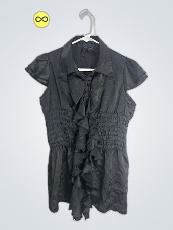 Black Ruffle Blouse