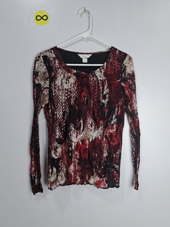 Christopher & Banks Printed Long Sleeve Blouse