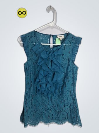 Eci New York Lace Ruffle Blouse