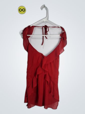 Red Ruffle Blouse