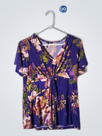 Daisy Fuentes Purple Floral Printed Blouse