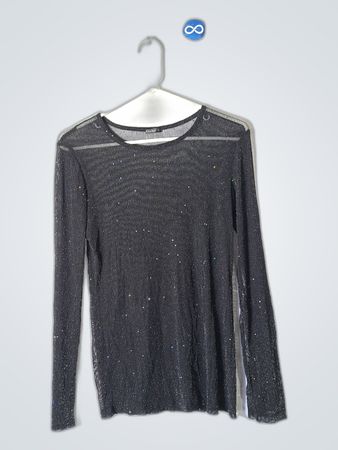 Allchic Black Sheer Long Sleeve Blouse