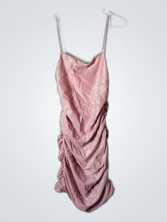 Pink Shimmery Ruched Mini Dress