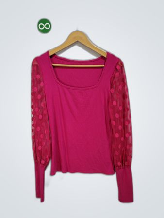 Unbranded Pink Polka Dot Sleeve Blouse