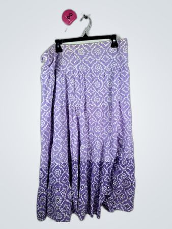 Purple Printed Tiered Midi Skirt