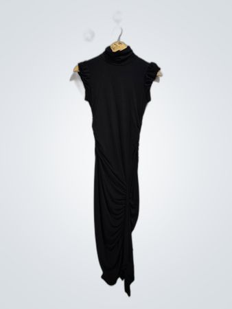 Ruby Rox Black Ruched Turtleneck Midi Dress