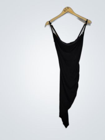 Black Spaghetti Strap Draped Mini Dress