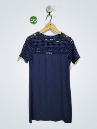 Michael Kors Navy Lace Shoulder Mini Dress