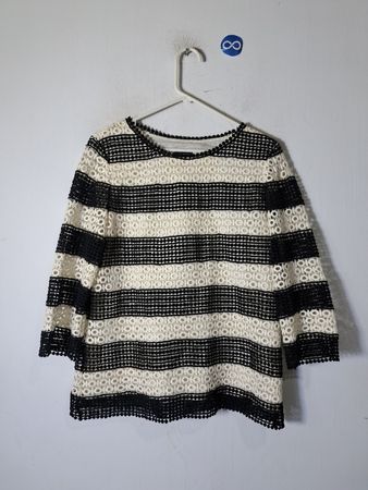 Talbots Striped Lace Blouse