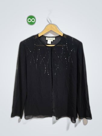 Adrianna Papell Black Sheer Sequined Blouse