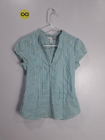 Striped Short Sleeve Blouse