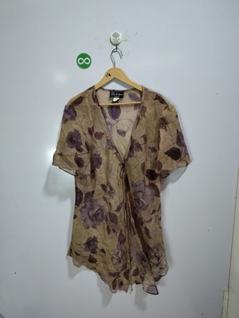 S.L. Fashions Printed Sheer Blouse