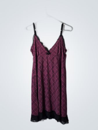 Unbranded Plaid Lace Slip Dress