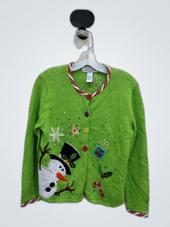 Tara Jarmon Green Christmas Knit Cardigan