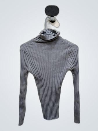 Tracy Gray Ribbed Turtleneck Knit Top